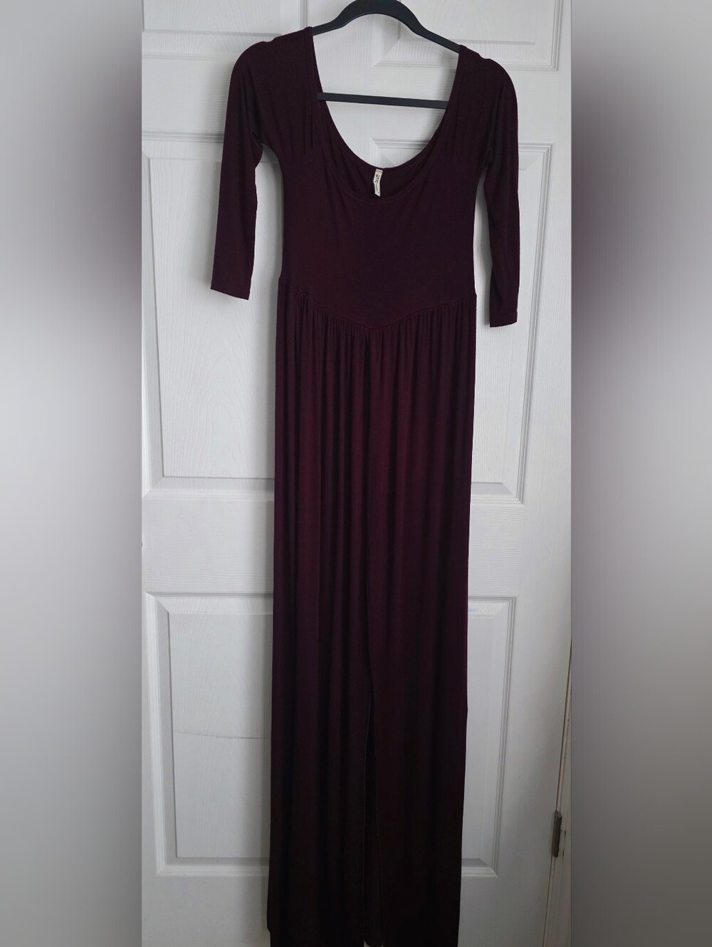 Mother Bee Open Split Front Off-The-Shoulder Maternity Gown Burgundy M MB9988